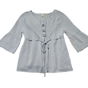 ALPS Sz L Baby Blue Wool &‎ Angora Blend Coquette Preppy Flare Sleeve Sweater